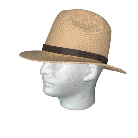 TOMMY BAHAMA‎ Shademaker Hand Woven Straw with Leather Band Fedora - Picture 4 of 8
